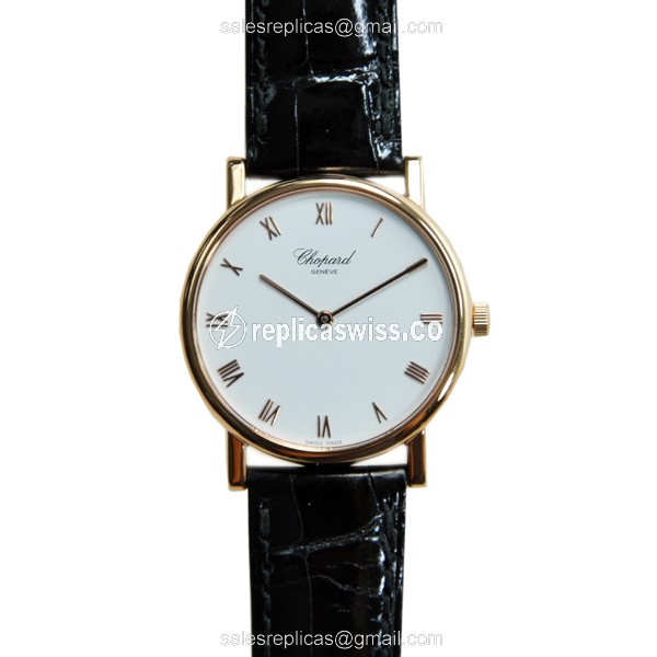 Chopard Classic 163154-5001 - Manual Wind - 18kt Rose Gold Case - White Dial - Black Alligator Strap - Luxury Replica CLASSIC Watch